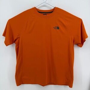 The North Face Athletic Shirt Mens XXL Raglan Stretch Polyester Orange Solid
